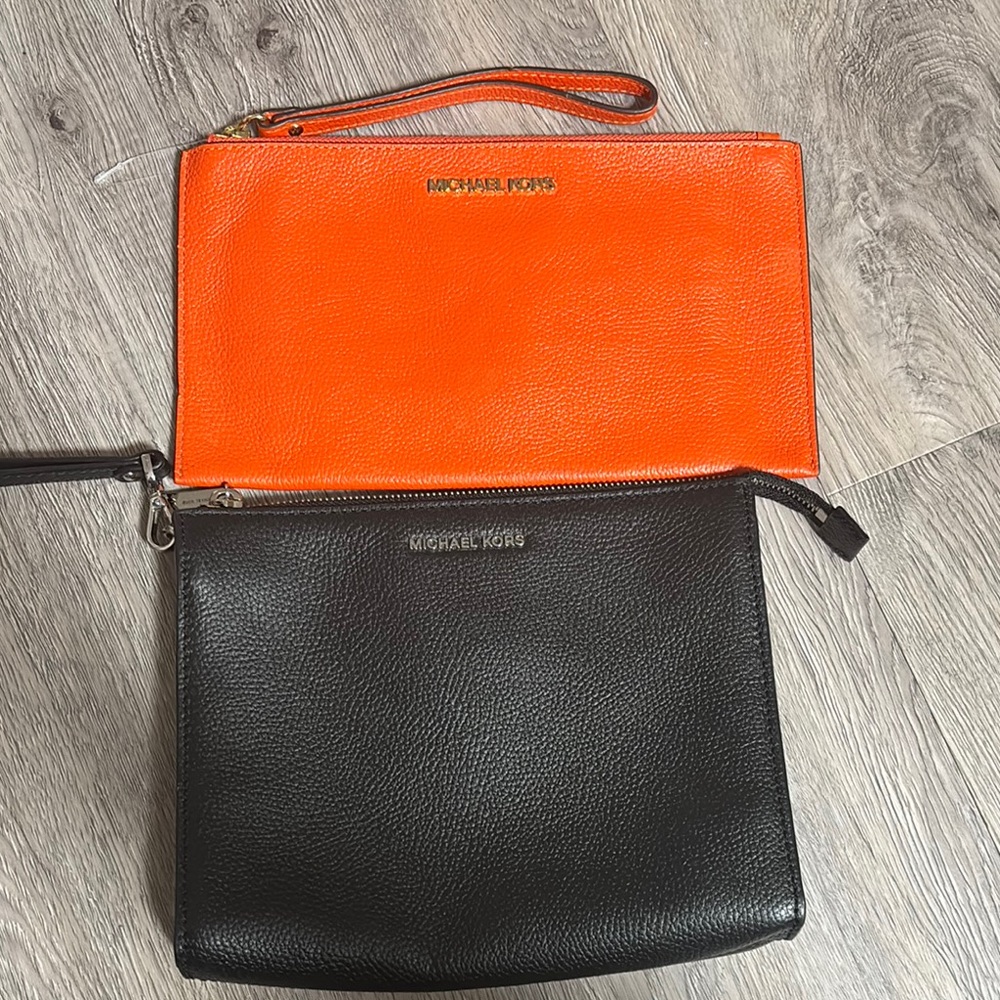 Michael Kors Dual Clutch Set in Orange and Black